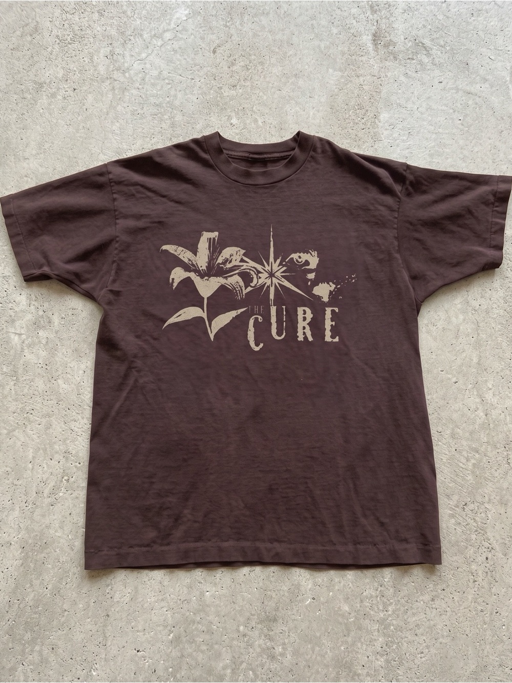 The Cure Distressed Lily Flower Brown Band T-Shirt
